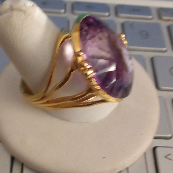 Gorgeous 40ct natural African unenhanced amethyst cocktail ring Size 8.25 💜 - Picture 3 of 6